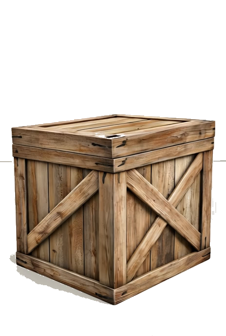 Closed wooden shipping crate